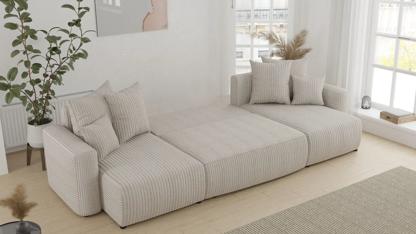 Sofá Cama Plush Forma "U" Cappuccino