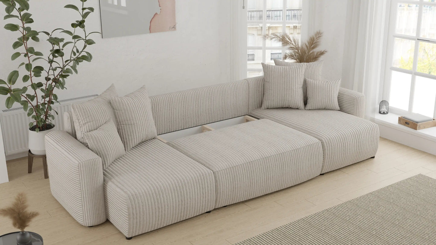 Sofá Cama Plush Forma "U" Cappuccino
