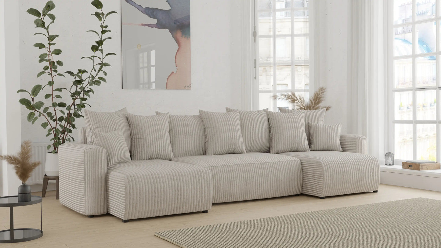 Sofá Cama Plush Forma "U" Cappuccino