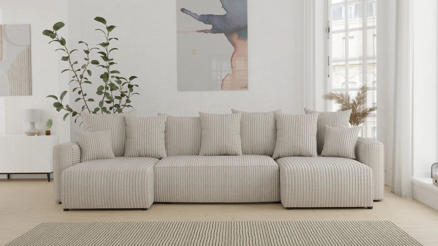 Sofá Cama Plush Forma "U" Cappuccino