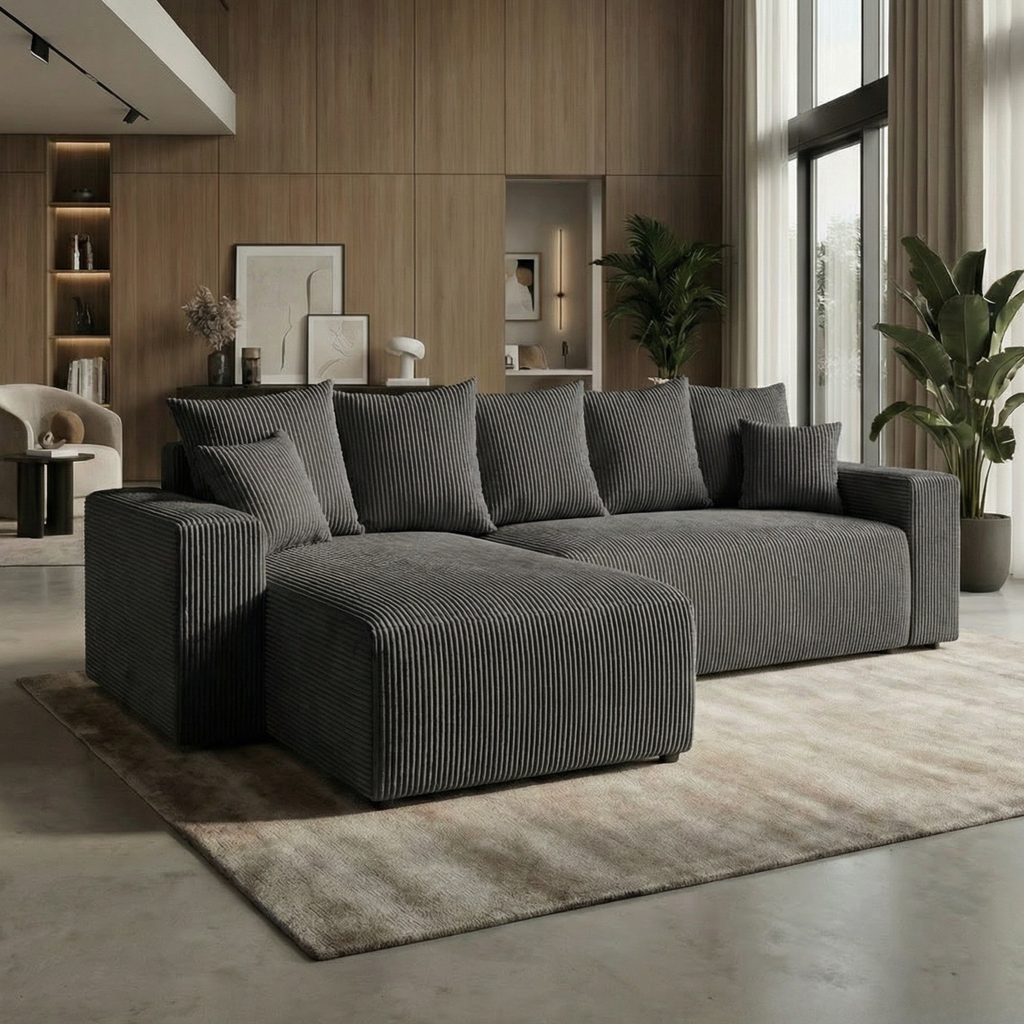 Sofá Cama “Plush” Gris Oscuro