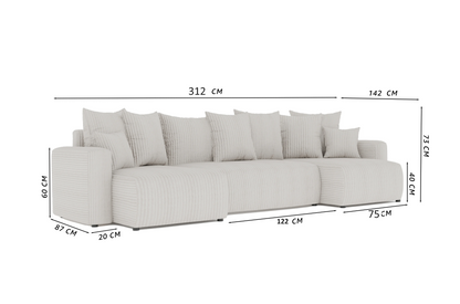 Sofá Cama Plush Forma "U" Cappuccino
