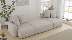 Sofá Cama Plush Forma "U" Gris Claro