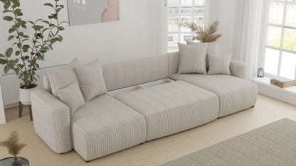 Sofá Cama Plush Forma "U" Cappuccino
