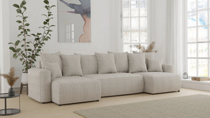 Sofá Cama Plush Forma "U" Cappuccino