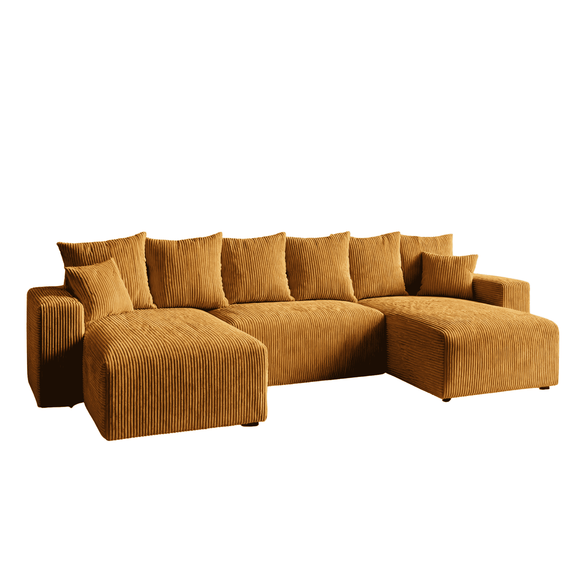 Sofá Cama Plush Forma "U" Oro / Amarillo