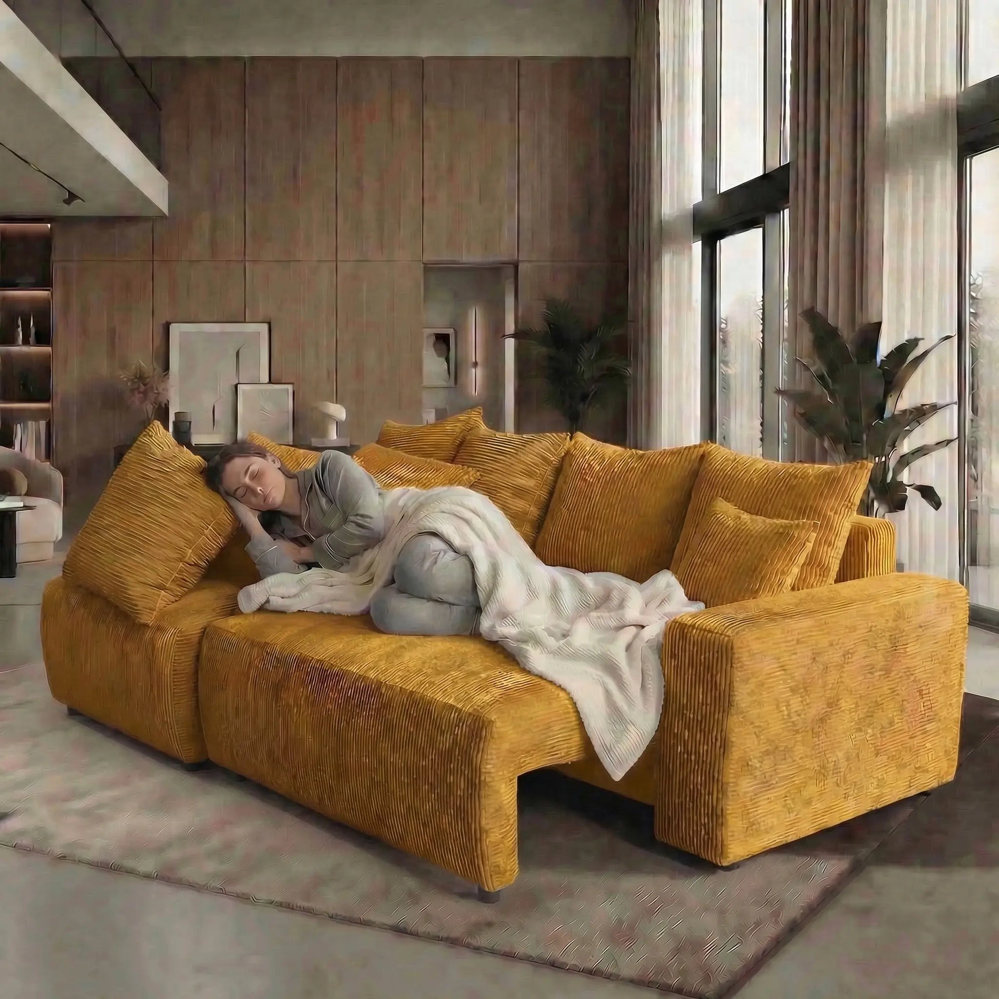 Sofá Cama “Plush” Oro/Amarillo