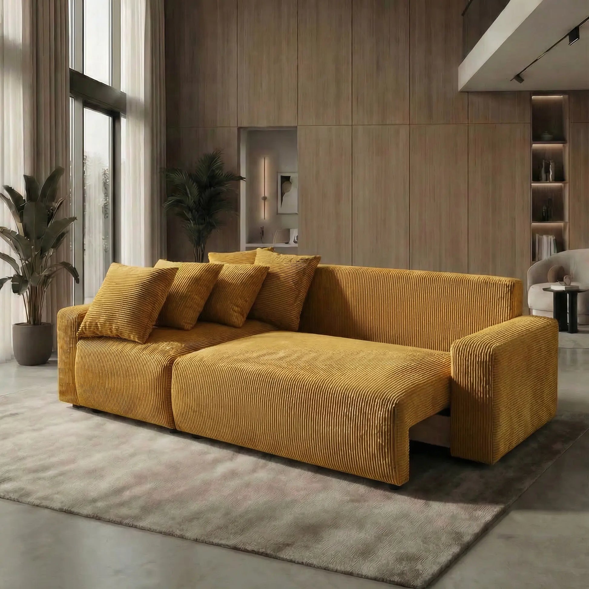 Sofá Cama “Plush” Oro/Amarillo