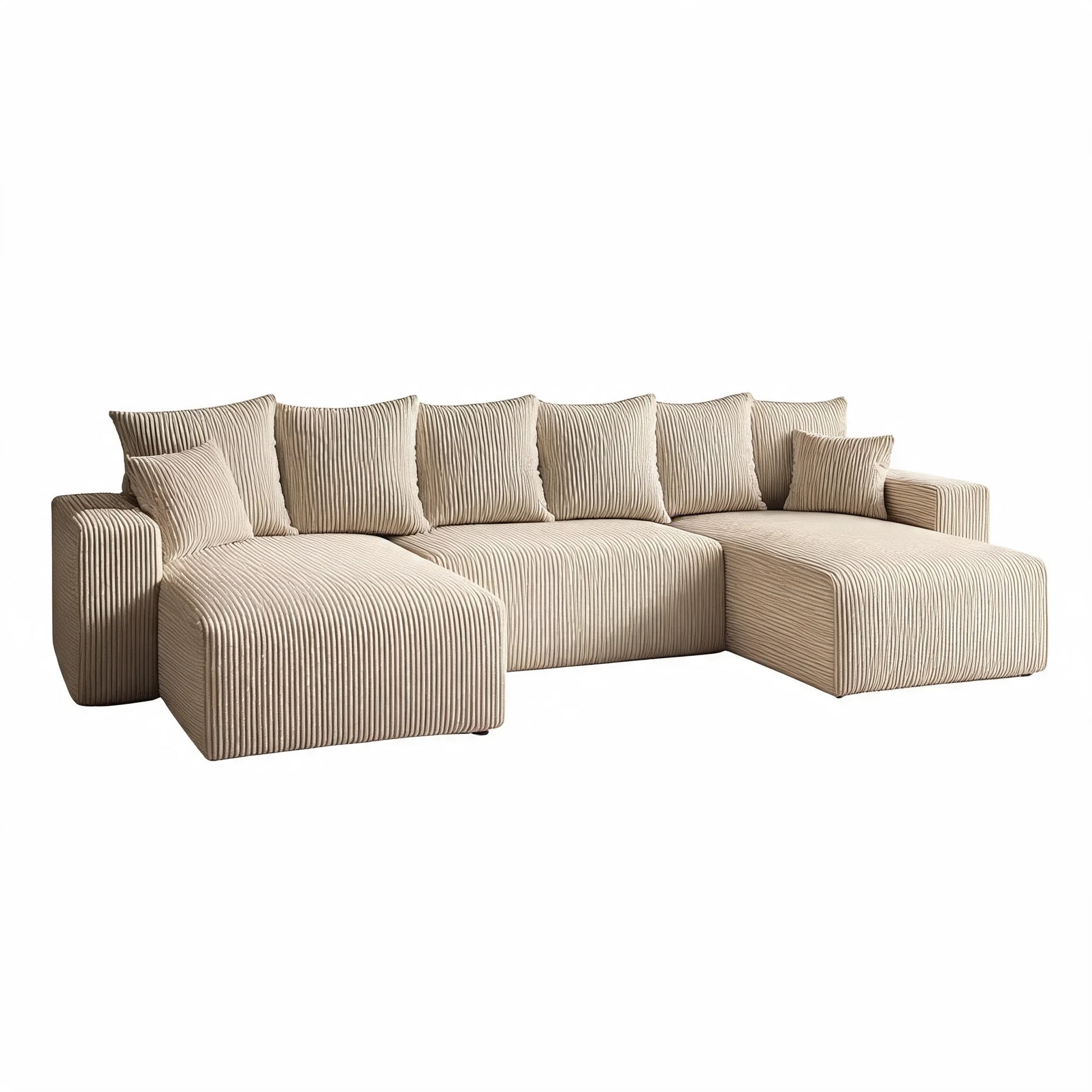 Sofá Cama Plush Forma "U" Beige