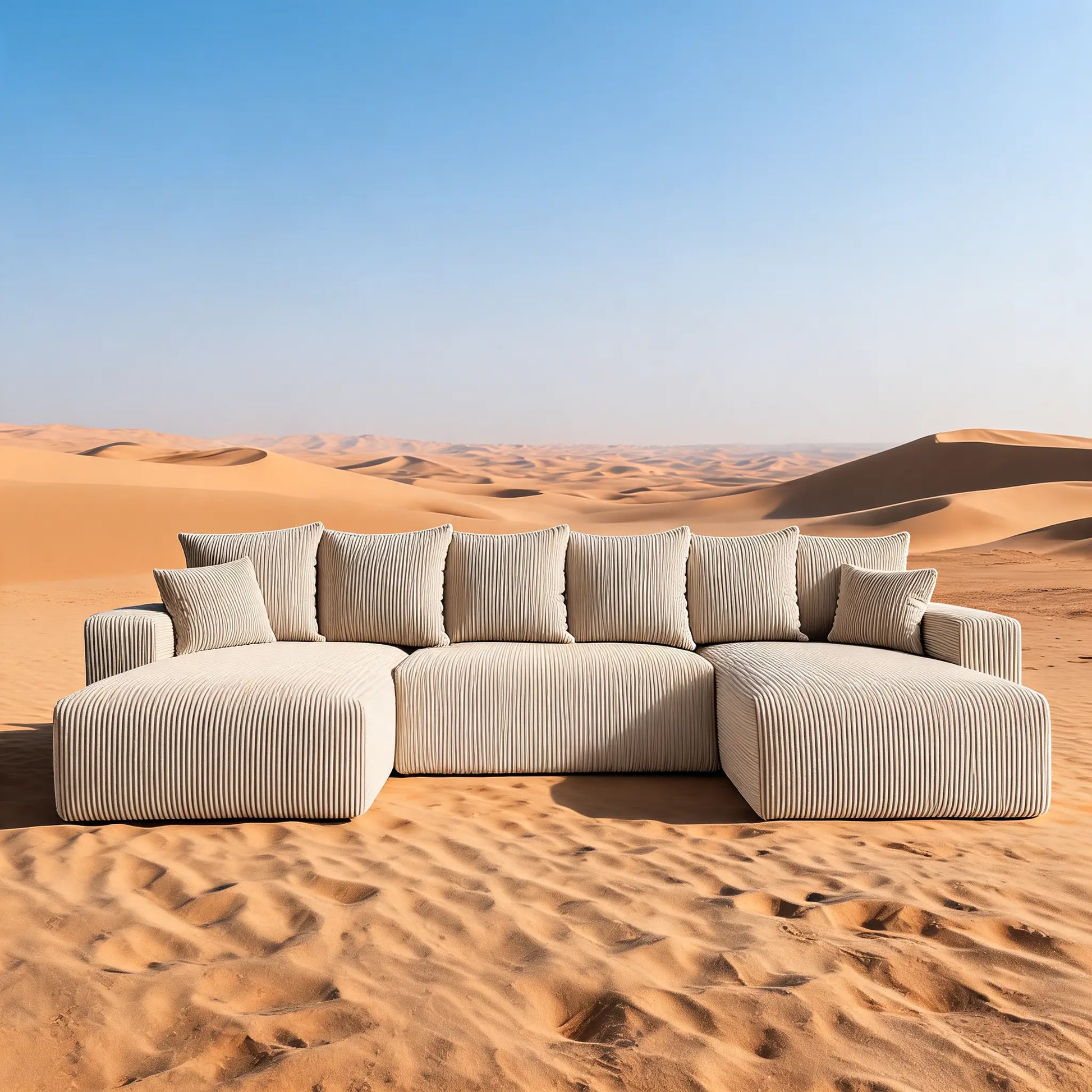 Sofá Cama Plush Forma "U" Beige