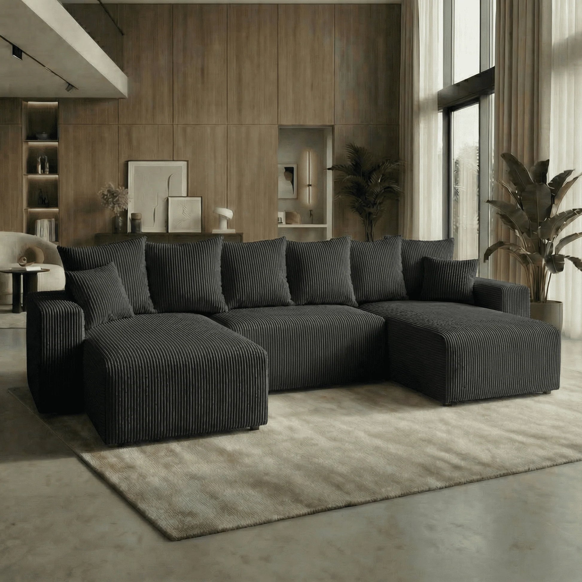 Sofá Cama Plush Forma "U" Cappuccino