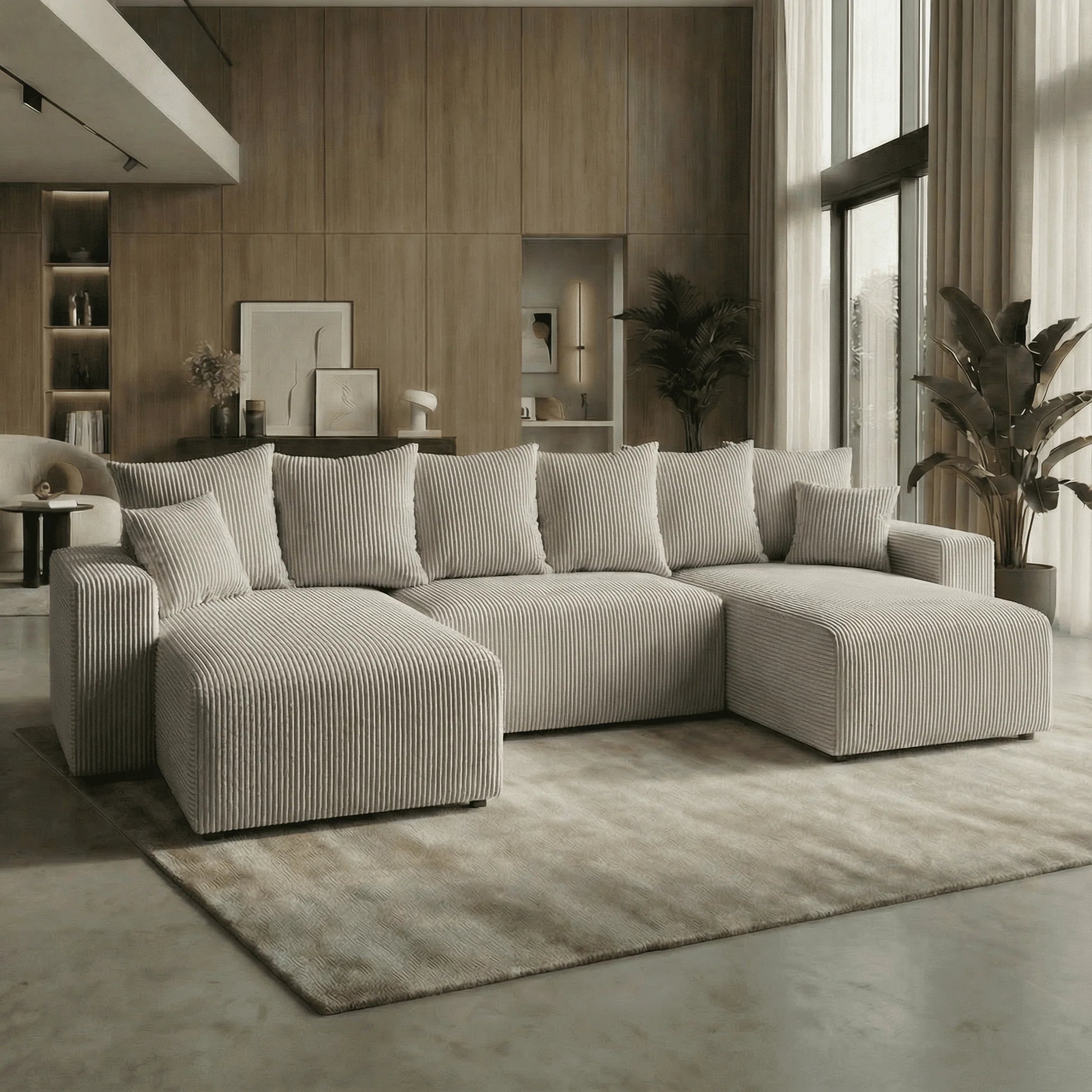 Sofá Cama Plush Forma "U" Oro / Amarillo