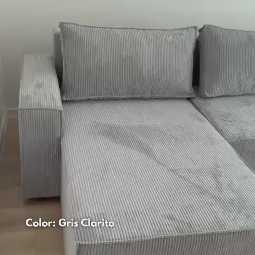 Sofá Cama Venice Forma "U" Gris Claro